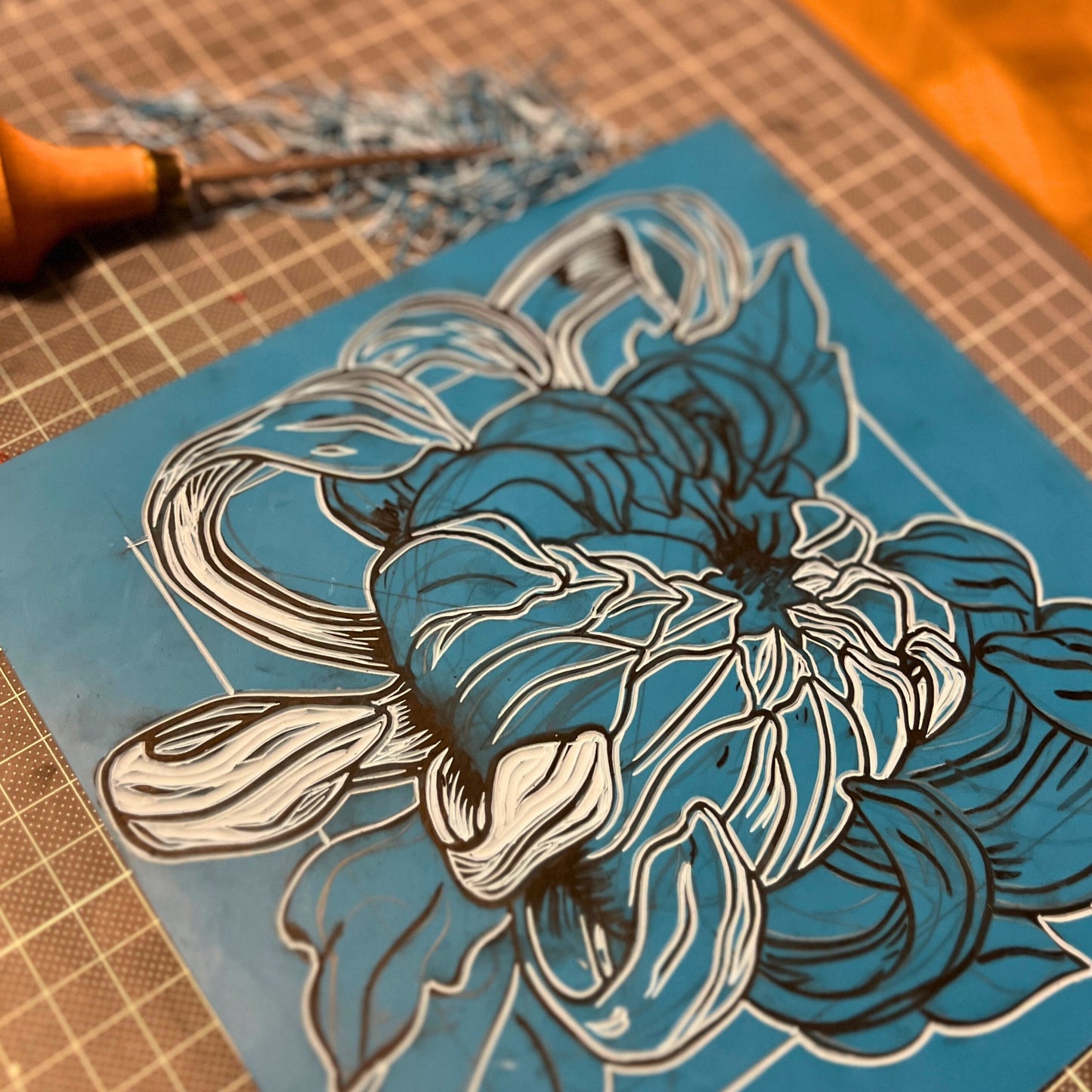 Bild "Kiku No. 1" + Bild "Kiku No. 2" Linolschnitt