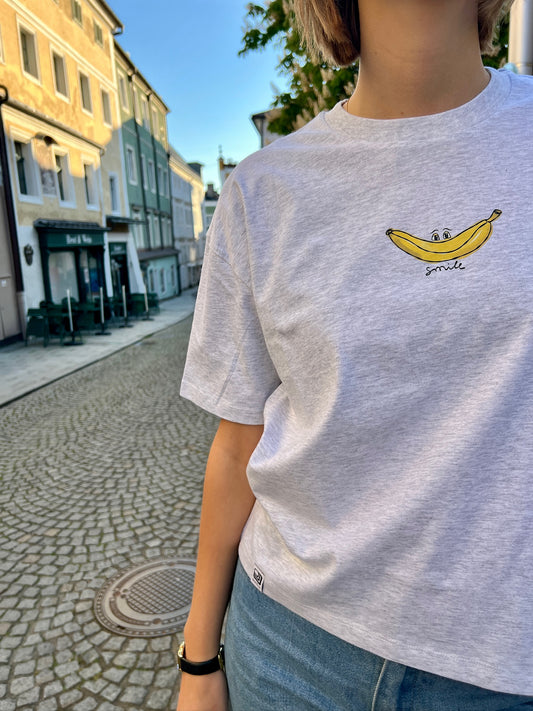 T-Shirt „Smile“ Frauen in graumeliert