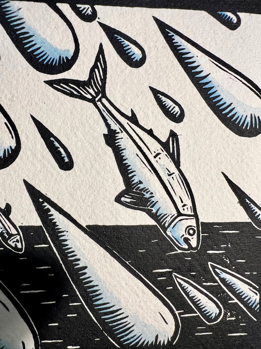 Bild "Sommerregen" Linolschnitt 20x20cm