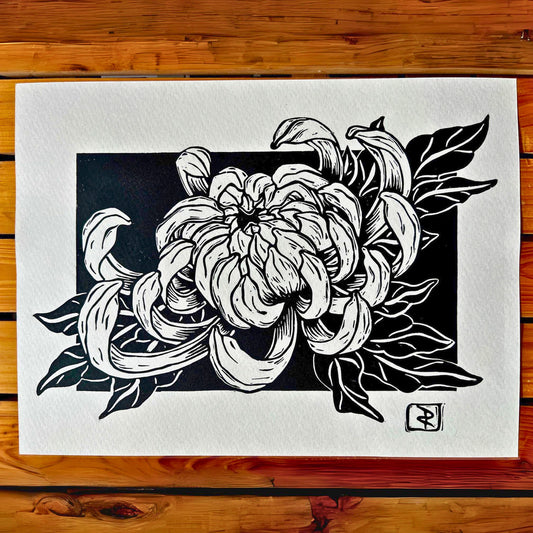 Bild "Kiku No. 1" + Bild "Kiku No. 2" Linolschnitt