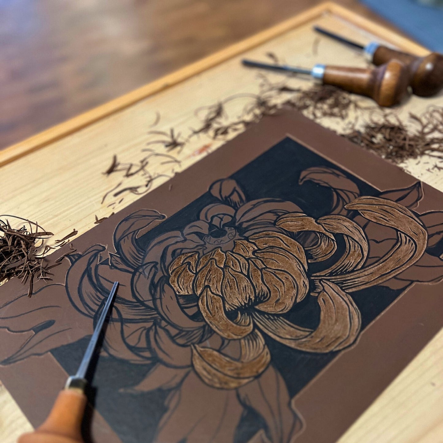 Bild "Kiku No. 1" Linolschnitt 32x24cm