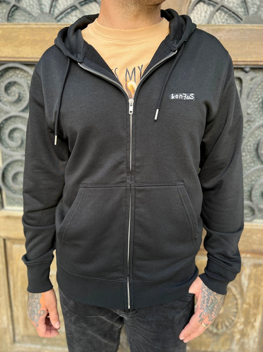 Zip-Hoodie mit Stick Unisex in schwarz