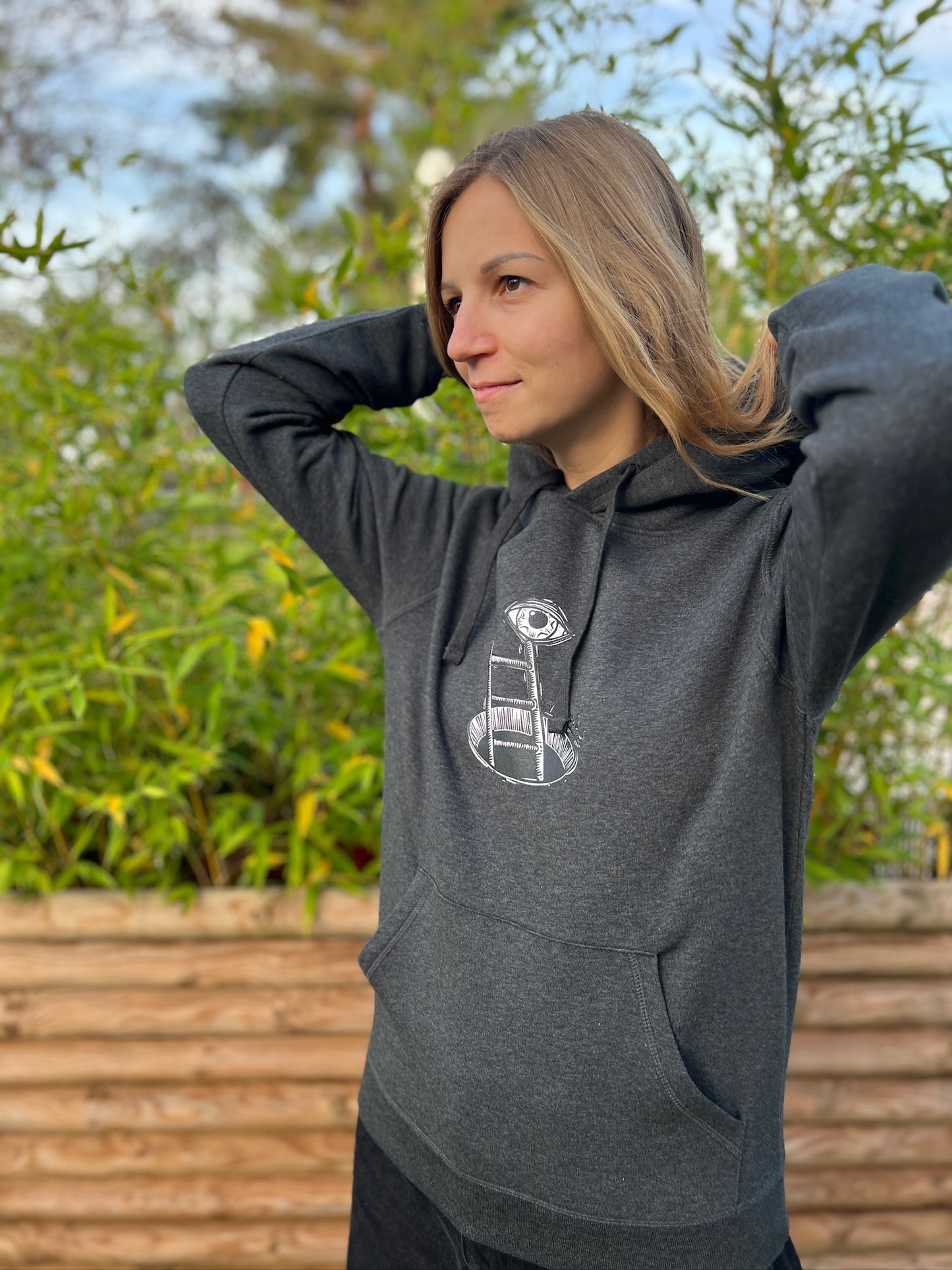 Hoodie Unisex in dunkelgrau meliert "Better watch out"