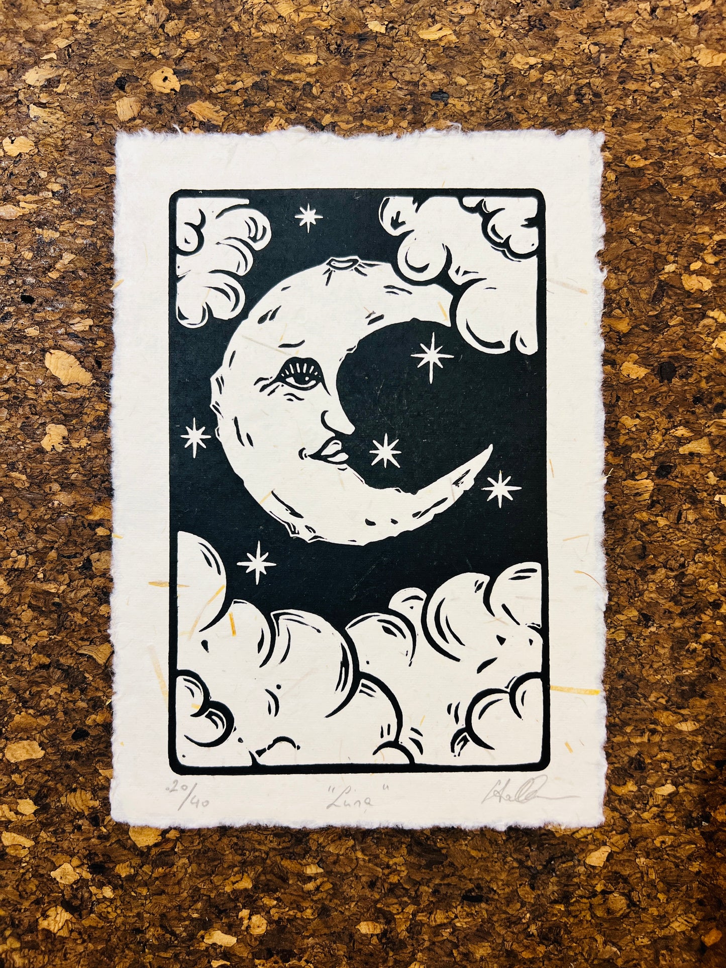 "Luna" Linolschnitt A5