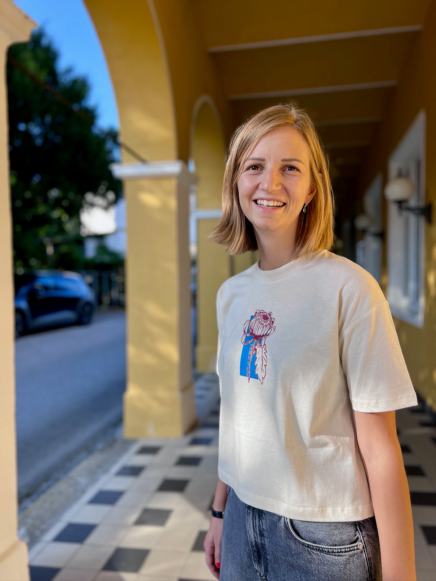 T-Shirt „Chrysantheme“ Frauen in naturweiß