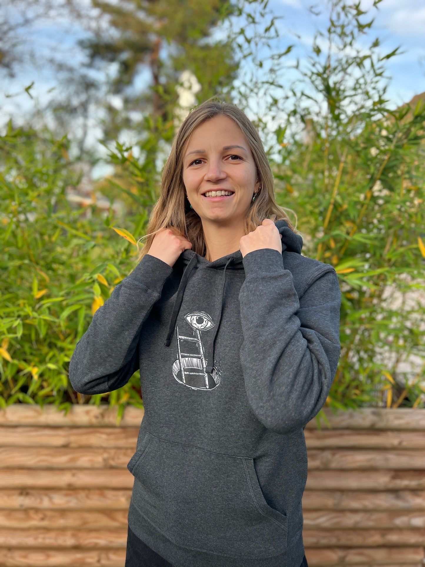 Hoodie Unisex in dunkelgrau meliert "Better watch out"