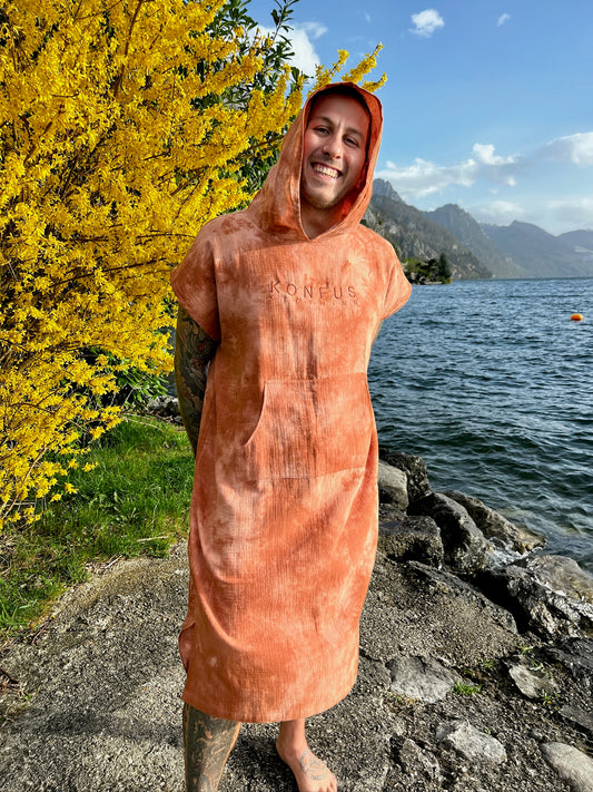 lightweight Beachponcho tie dye orange