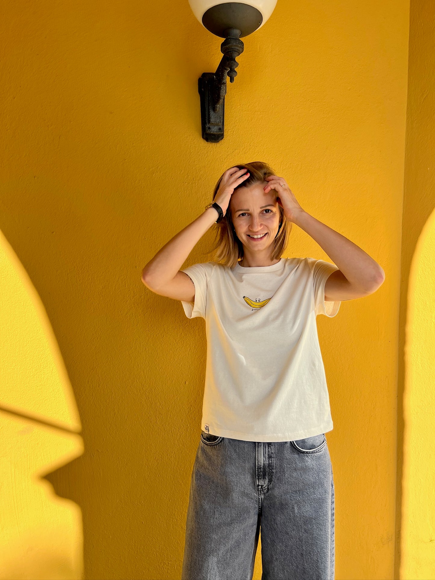 T-Shirt „Smile“ Frauen in naturweiß