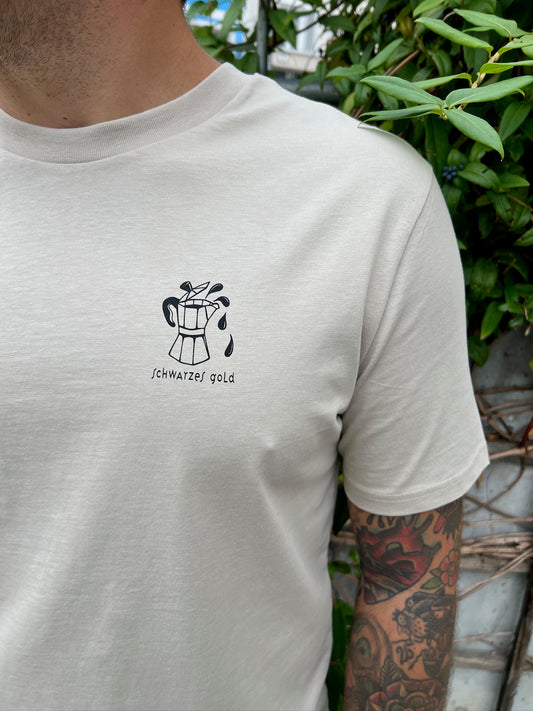 Unisex Coffee T-Shirt "Schwarzes Gold" in der Farbe sand