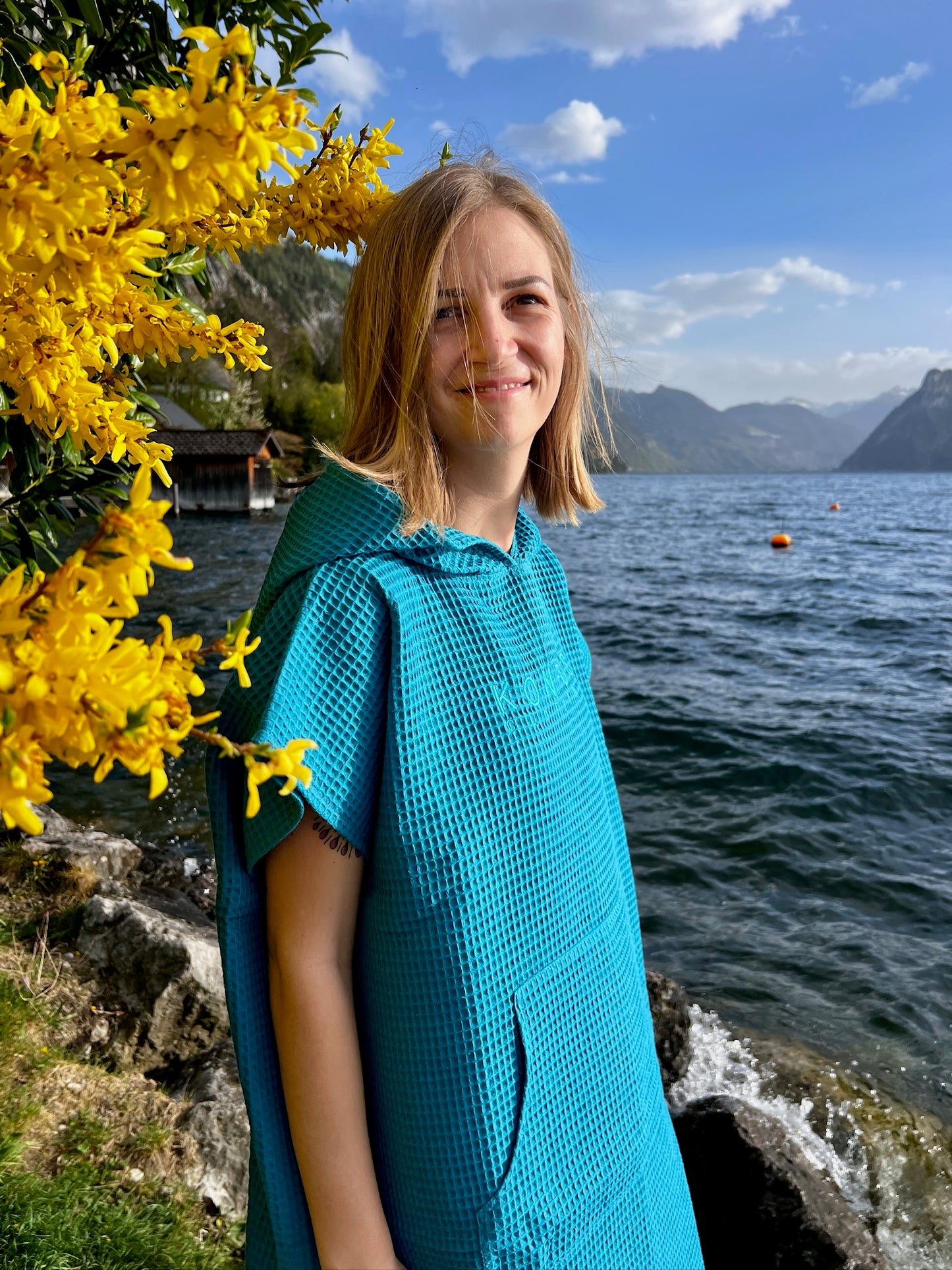 Beachponcho petrolblau Unisex aus Österreich
