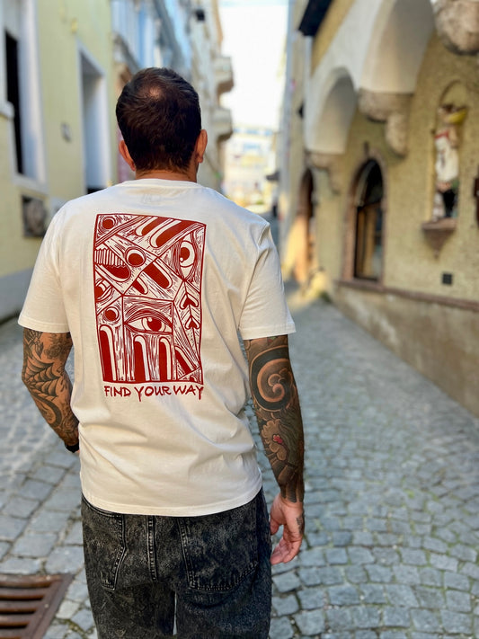 Unisex T-Shirt off-white/rot "Find your way"