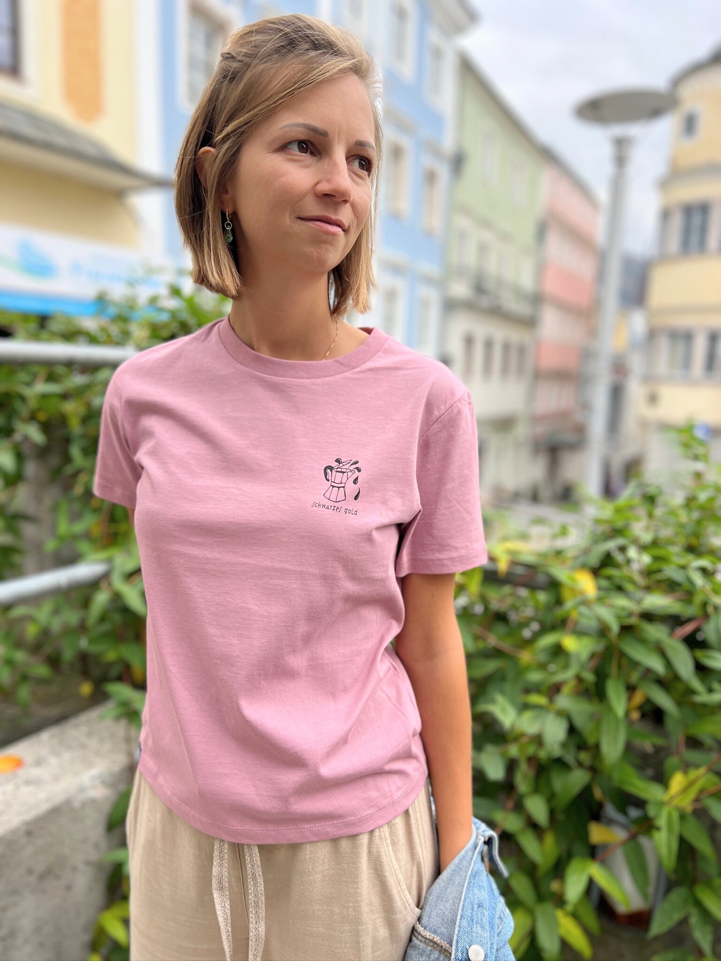 T-Shirt „Schwarzes Gold“ Frauen pinkish