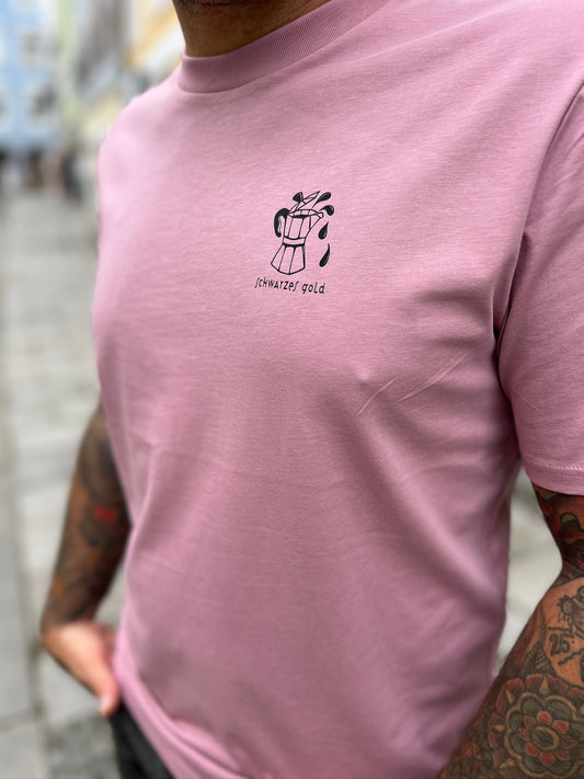 Unisex Coffee T-Shirt "Schwarzes Gold" pink-ish