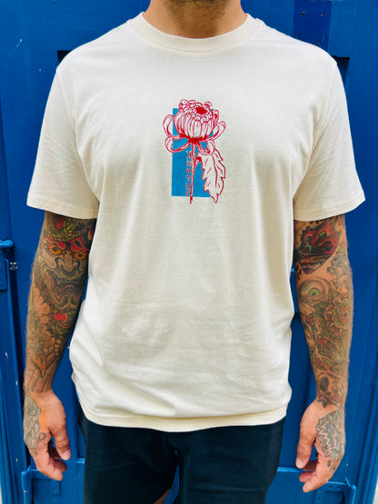 T-Shirt "Chrysantheme" Unisex in naturweiß
