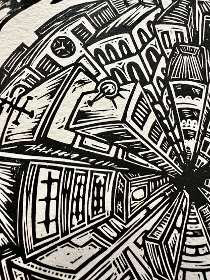 Bild "Concrete Jungle" Linolschnitt 20x20cm