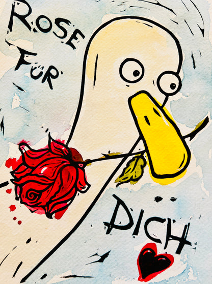 „Rose für dich“ Linolschnitt A4