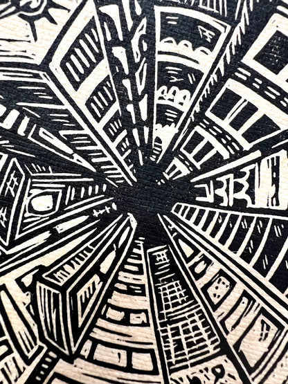 Bild "Concrete Jungle" Linolschnitt 20x20cm