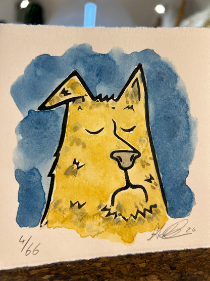 "Doggo" Linolschnitt 10x10cm