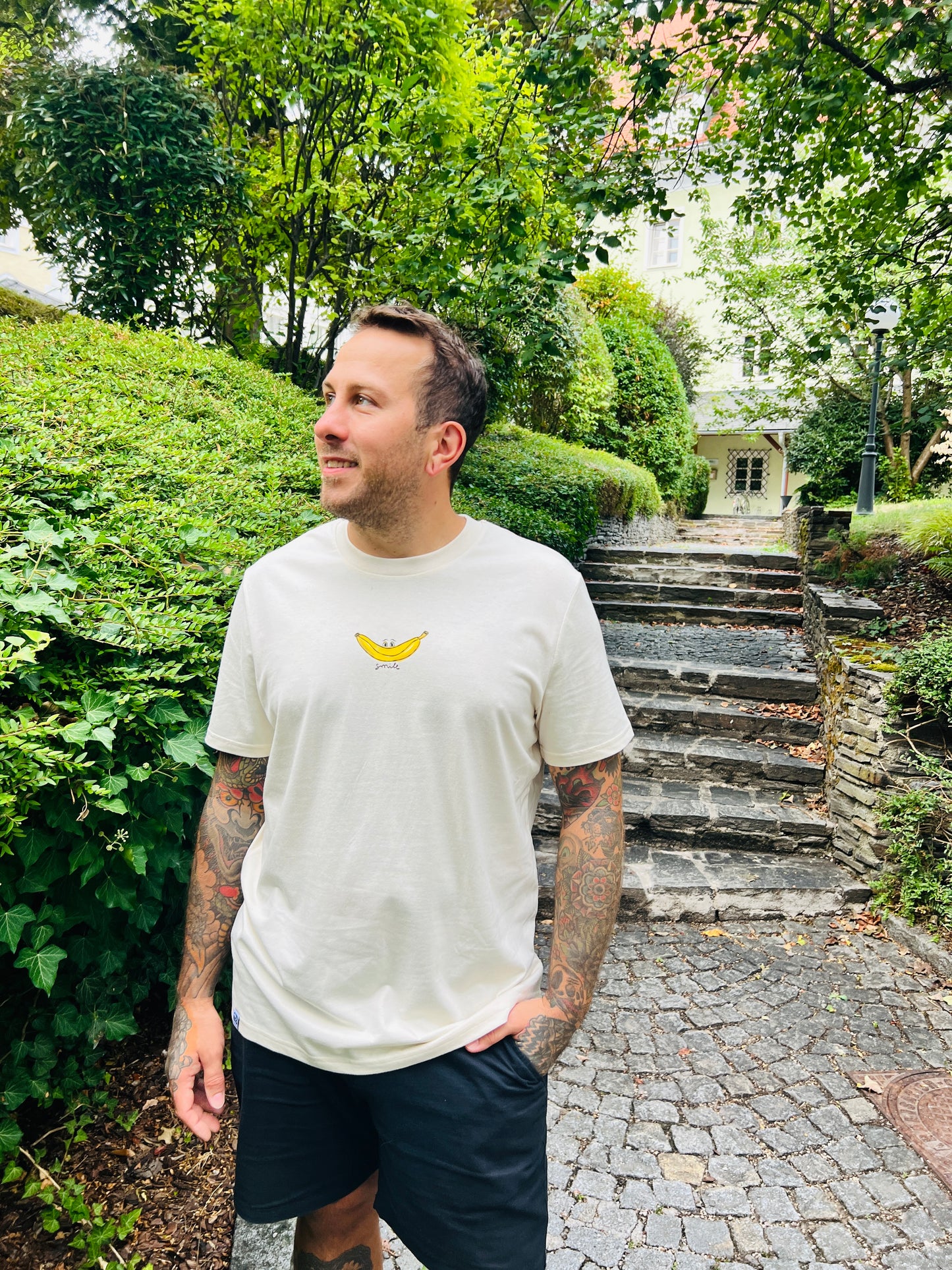 T-Shirt "Smile" Unisex in naturweiß