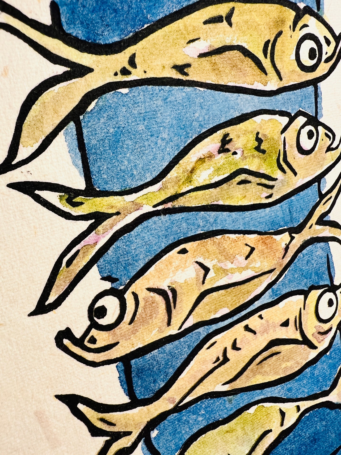 "Fisch Ahoi" Linolschnitt A5