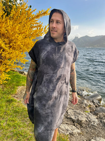 lightweight Beachponcho tie dye schwarz