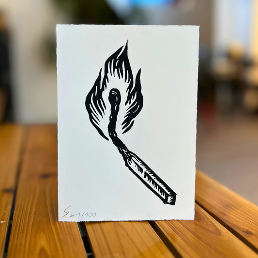 Bild "I Burn For You" Linolschnitt A6