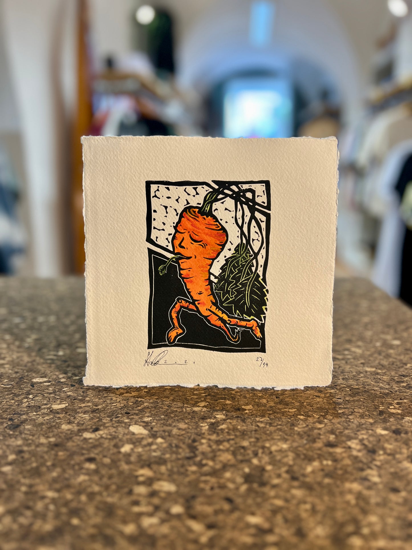 "Karotte" Linolschnitt 20x20cm