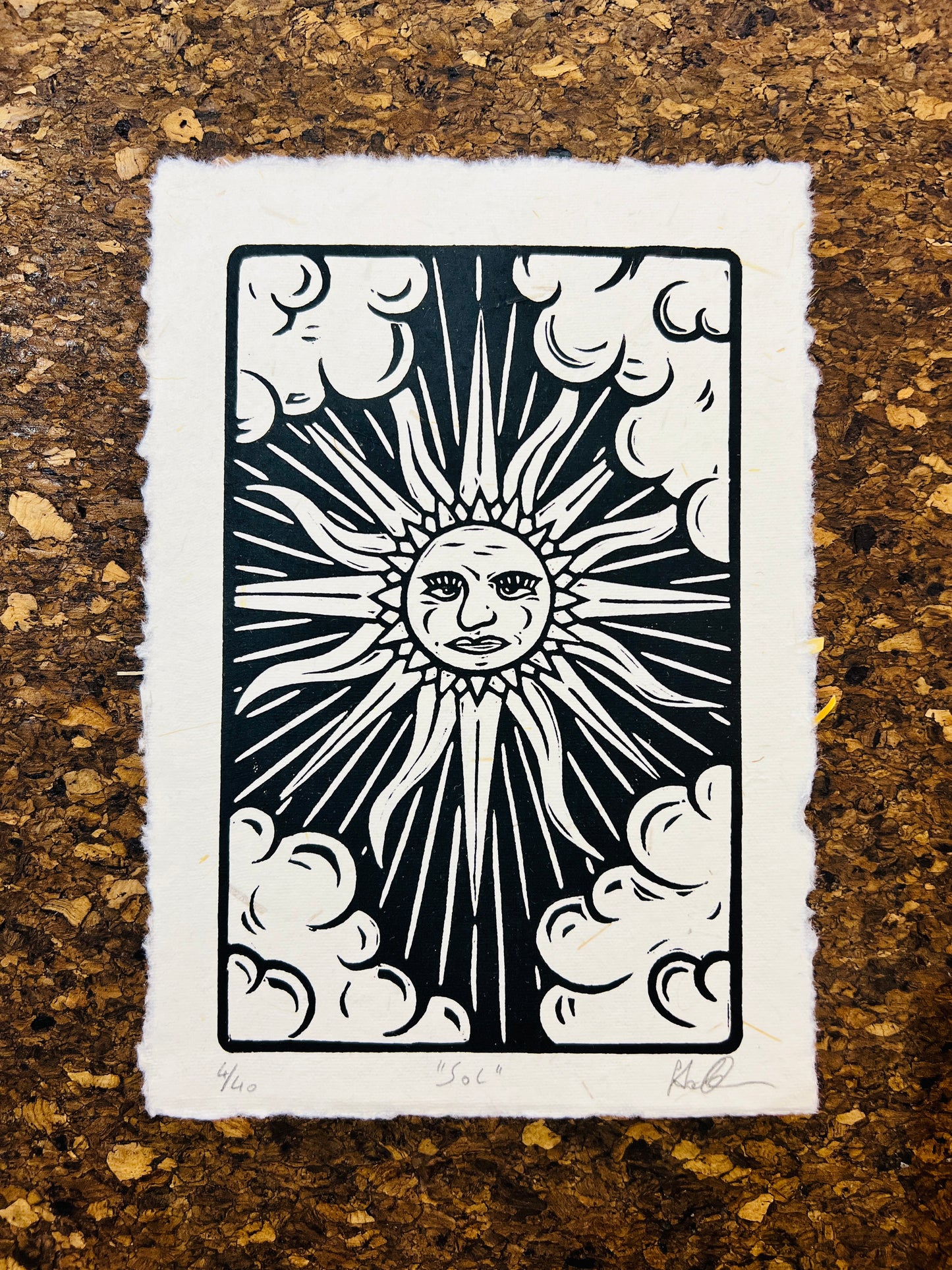 "Sol" Linolschnitt A5