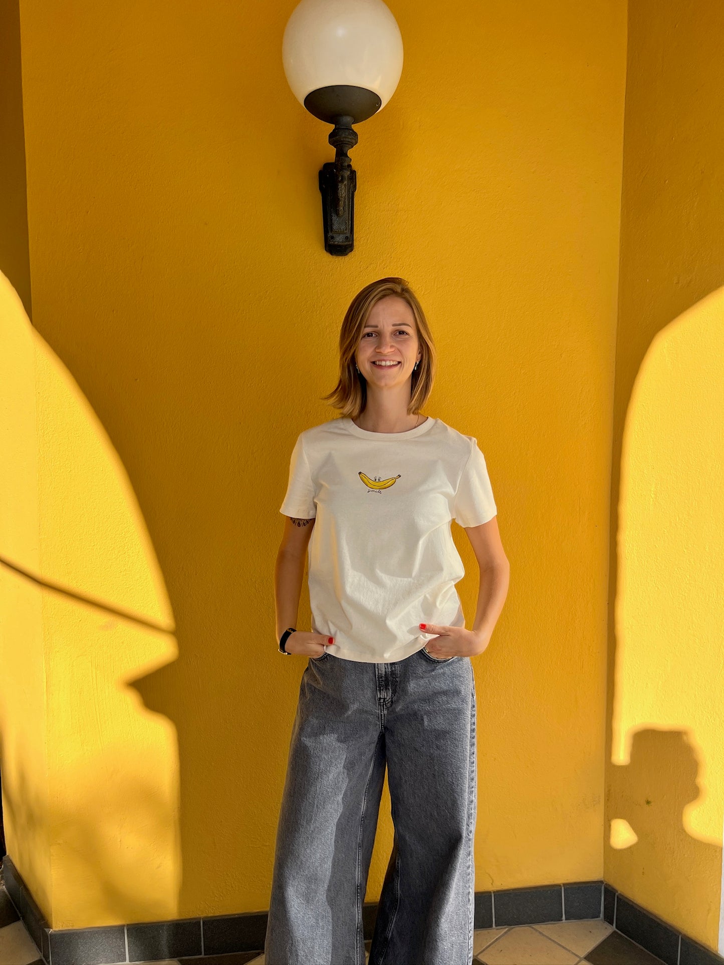 T-Shirt „Smile“ Frauen in naturweiß