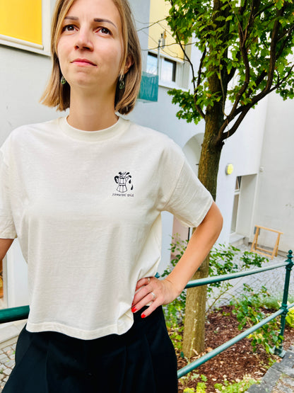 T-Shirt „Schwarzes Gold“ Frauen Boxy Cut in naturweiß