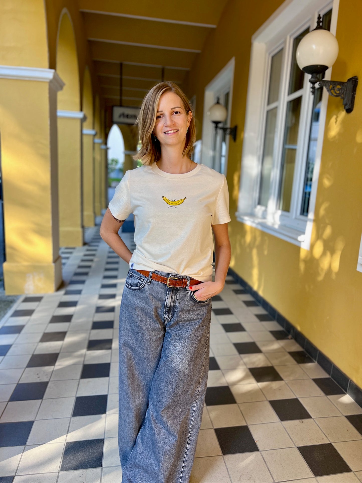 T-Shirt „Smile“ Frauen in naturweiß