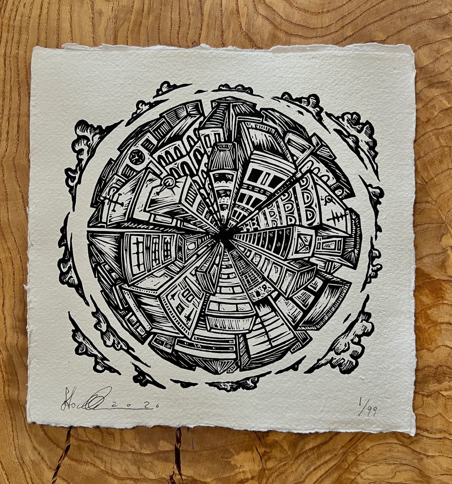 Bild "Concrete Jungle" Linolschnitt 20x20cm