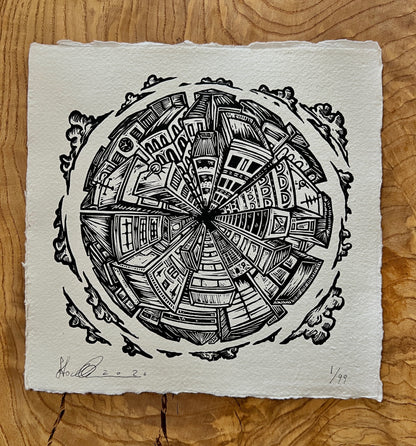 Bild "Concrete Jungle" Linolschnitt 20x20cm