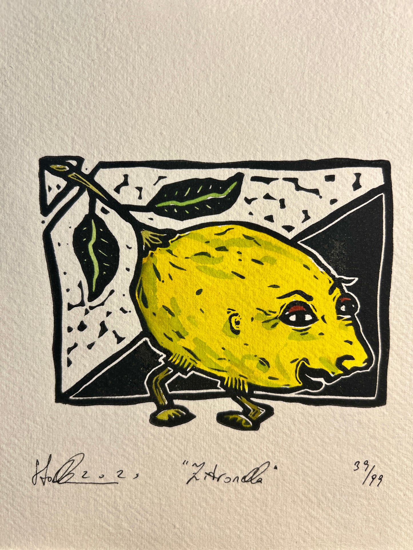"Zitronella" Linolschnitt 20x20cm