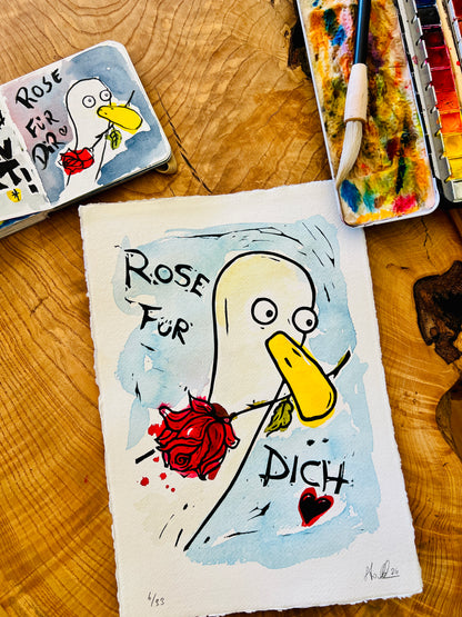 „Rose für dich“ Linolschnitt A4