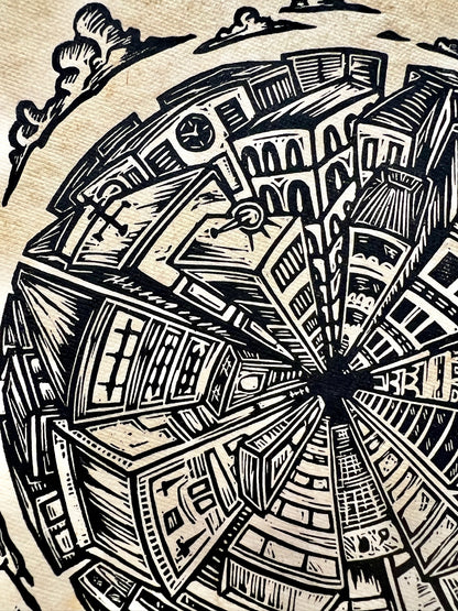 Bild "Concrete Jungle" Linolschnitt 20x20cm