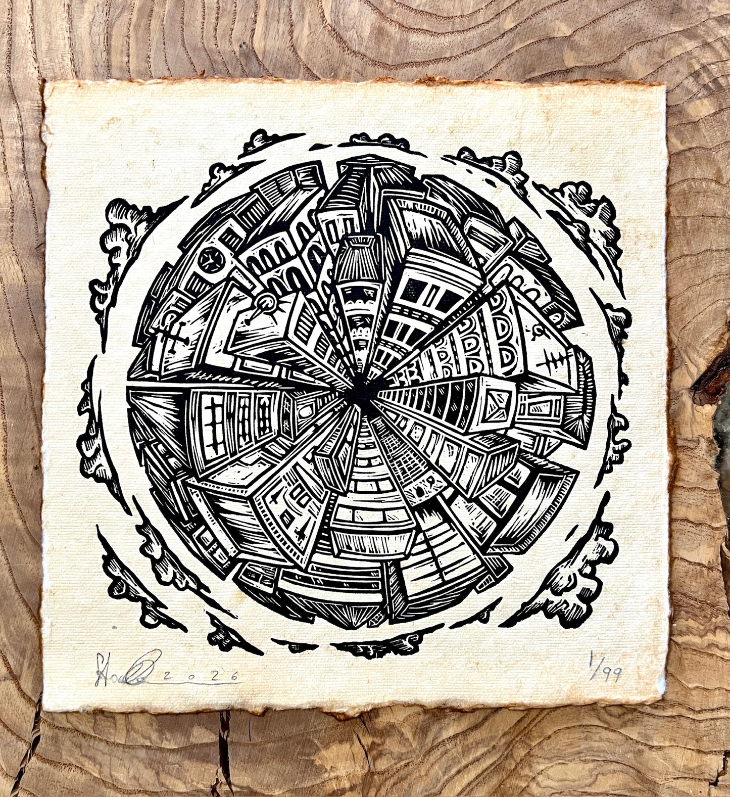 Bild "Concrete Jungle" Linolschnitt 20x20cm