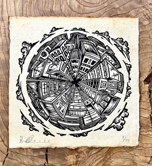 Bild "Concrete Jungle" Linolschnitt 20x20cm