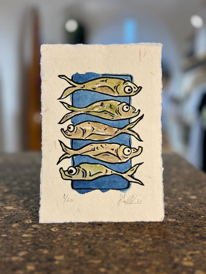 "Fisch Ahoi" Linolschnitt A5