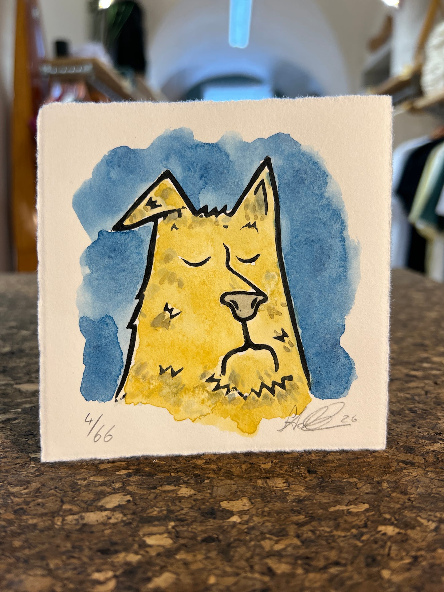 "Doggo" Linolschnitt 10x10cm