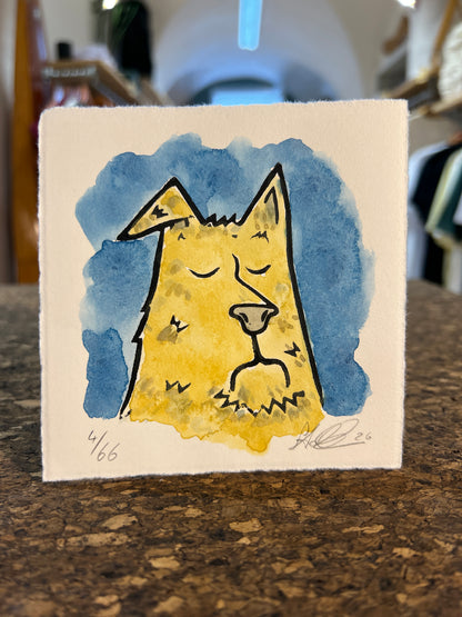 "Doggo" Linolschnitt 10x10cm