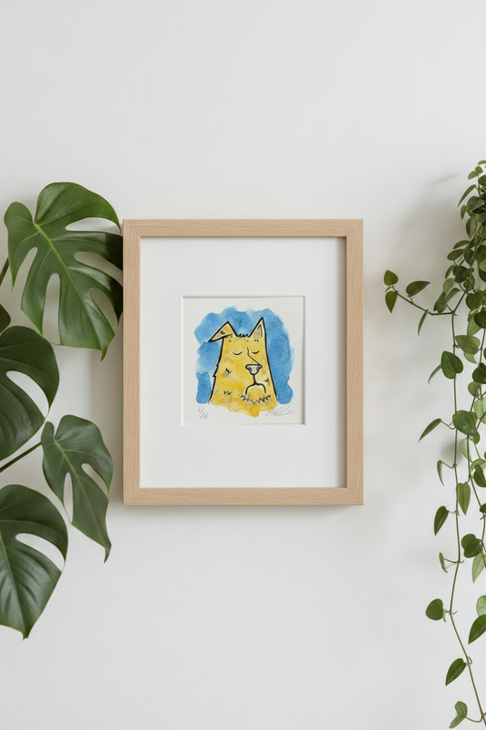 "Doggo" Linolschnitt 10x10cm