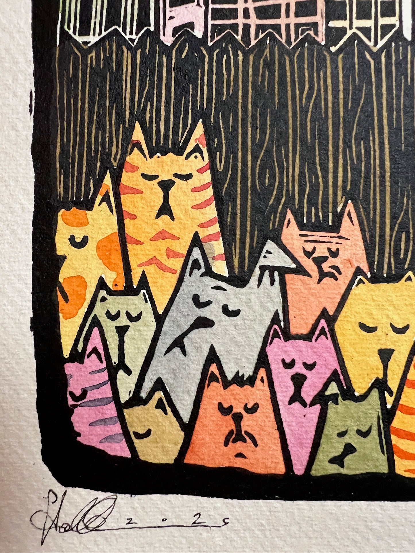 Bild "Stray Cats" Linolschnitt 20x20cm