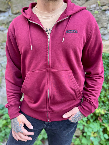 Zip-Hoodie mit Stick Unisex in burgundy