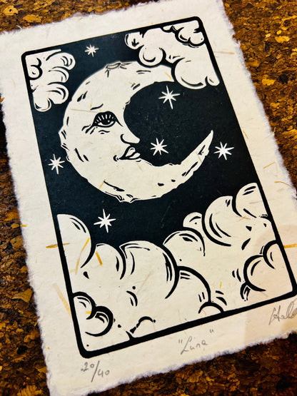 "Luna" Linolschnitt A5