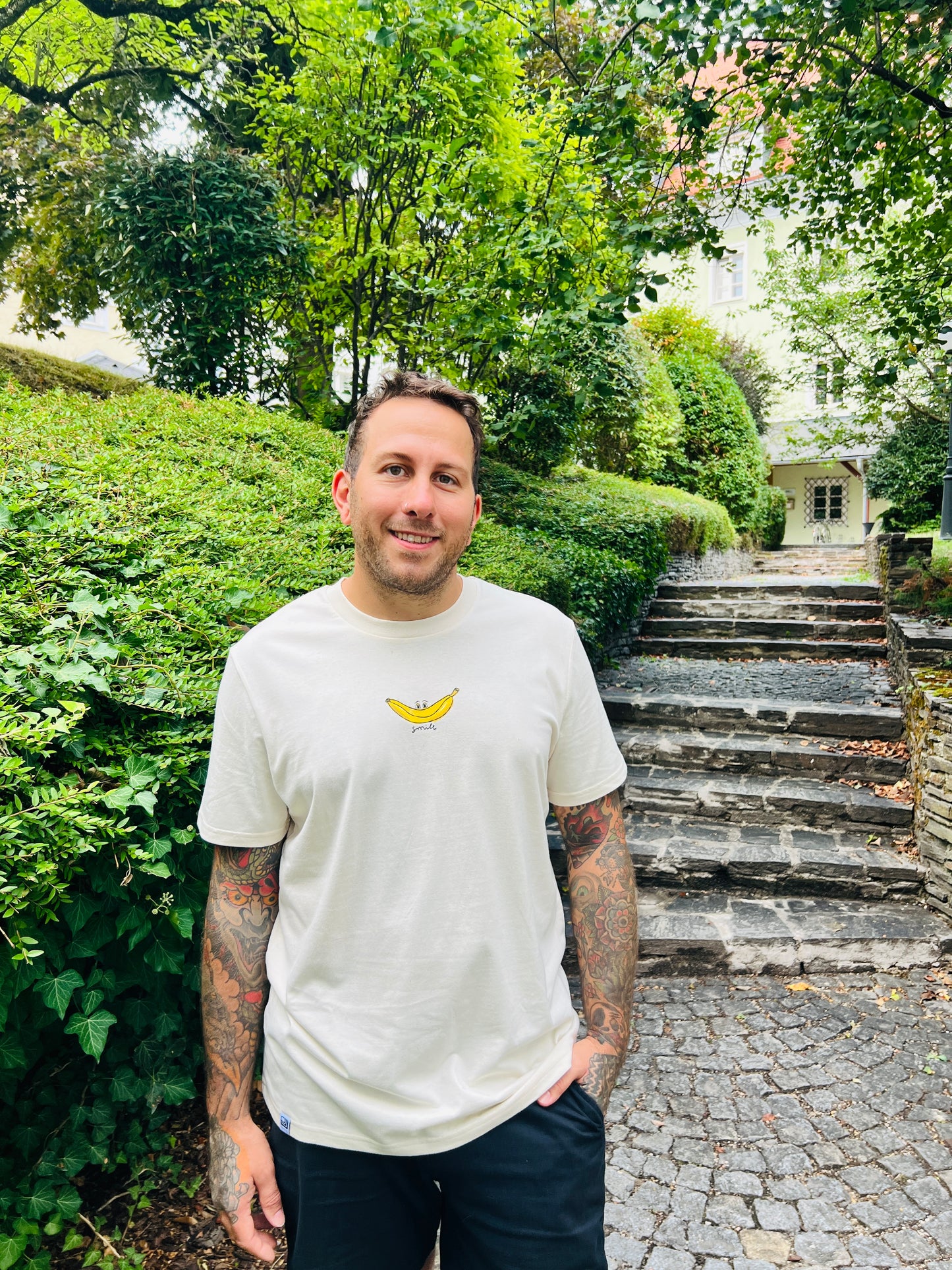 T-Shirt "Smile" Unisex in naturweiß