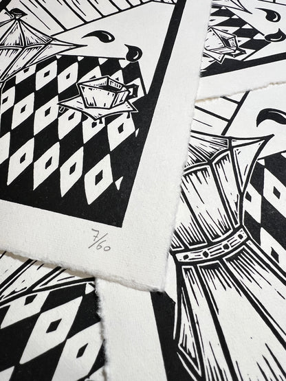 Bild "Kaffee Kubista" Linolschnitt A5