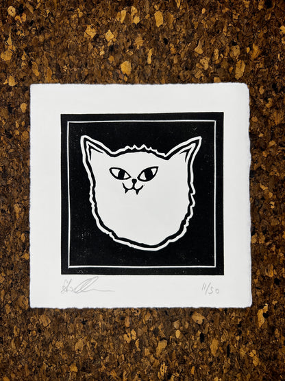 Bild "Katze Salem" Linolschnitt 16x16cm