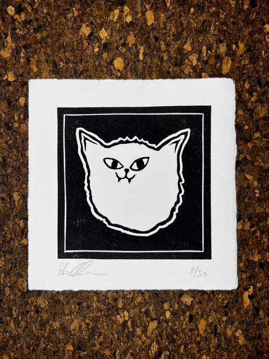 Bild "Katze Salem" Linolschnitt 16x16cm